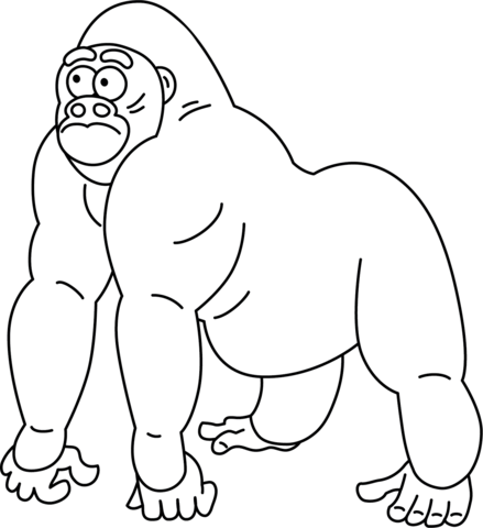 Funny Gorilla Coloring Page